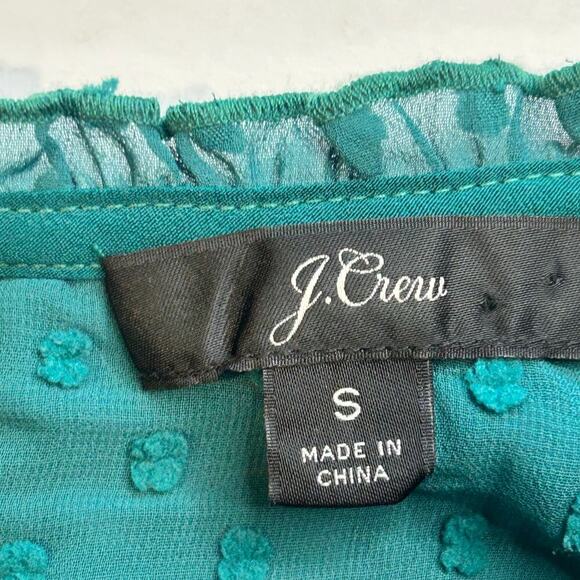 J.Crew green short sleeve blouse with inner removable tank ruffle collar size S - Picture 7 of 14